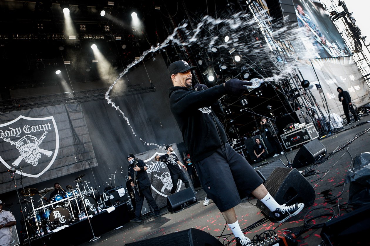 Gern gesehene Gäste am Ring: Ice-Ts Hardcore/Metal-Gang. – Body Count.
