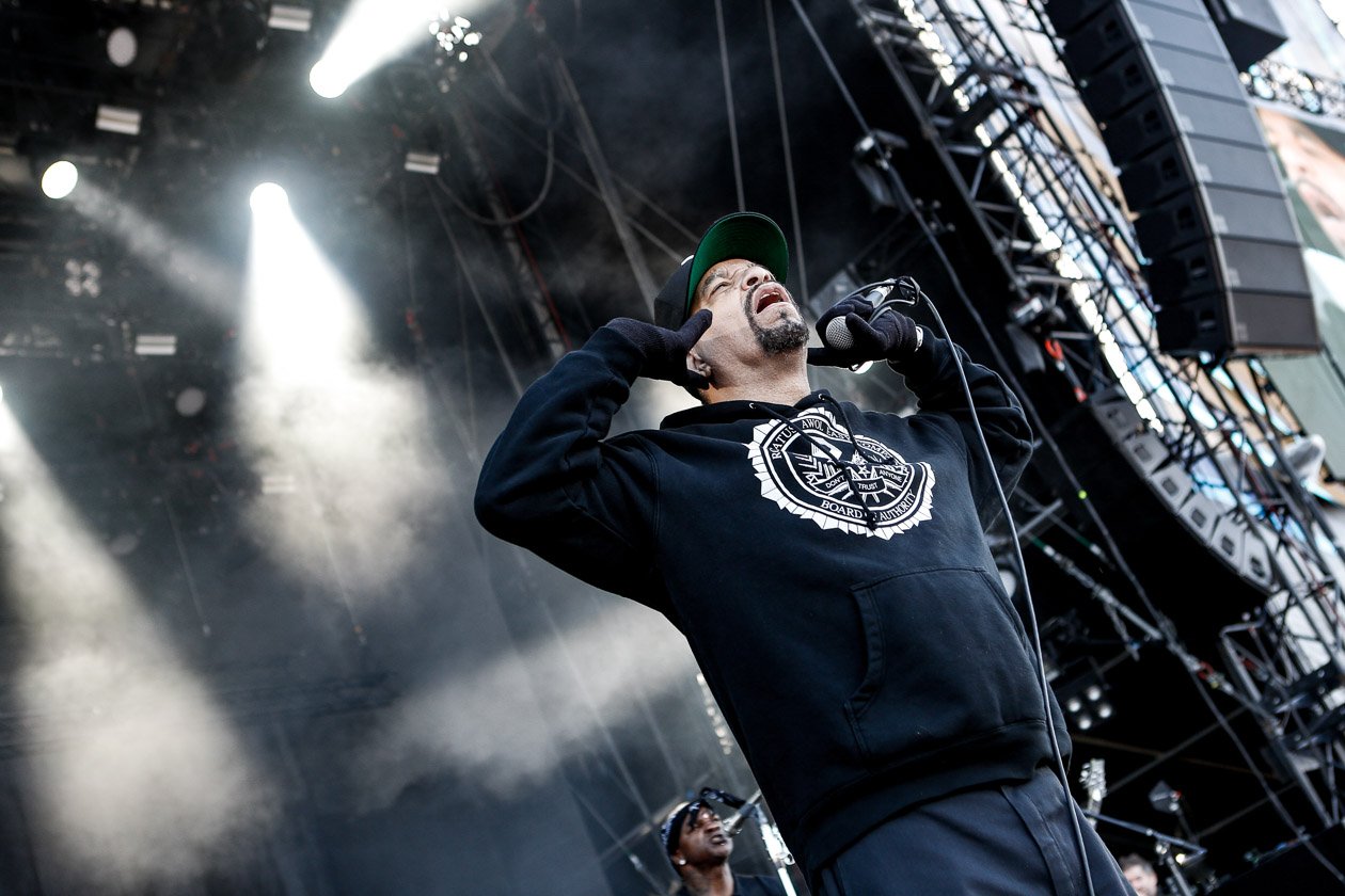 Gern gesehene Gäste am Ring: Ice-Ts Hardcore/Metal-Gang. – Body Count.