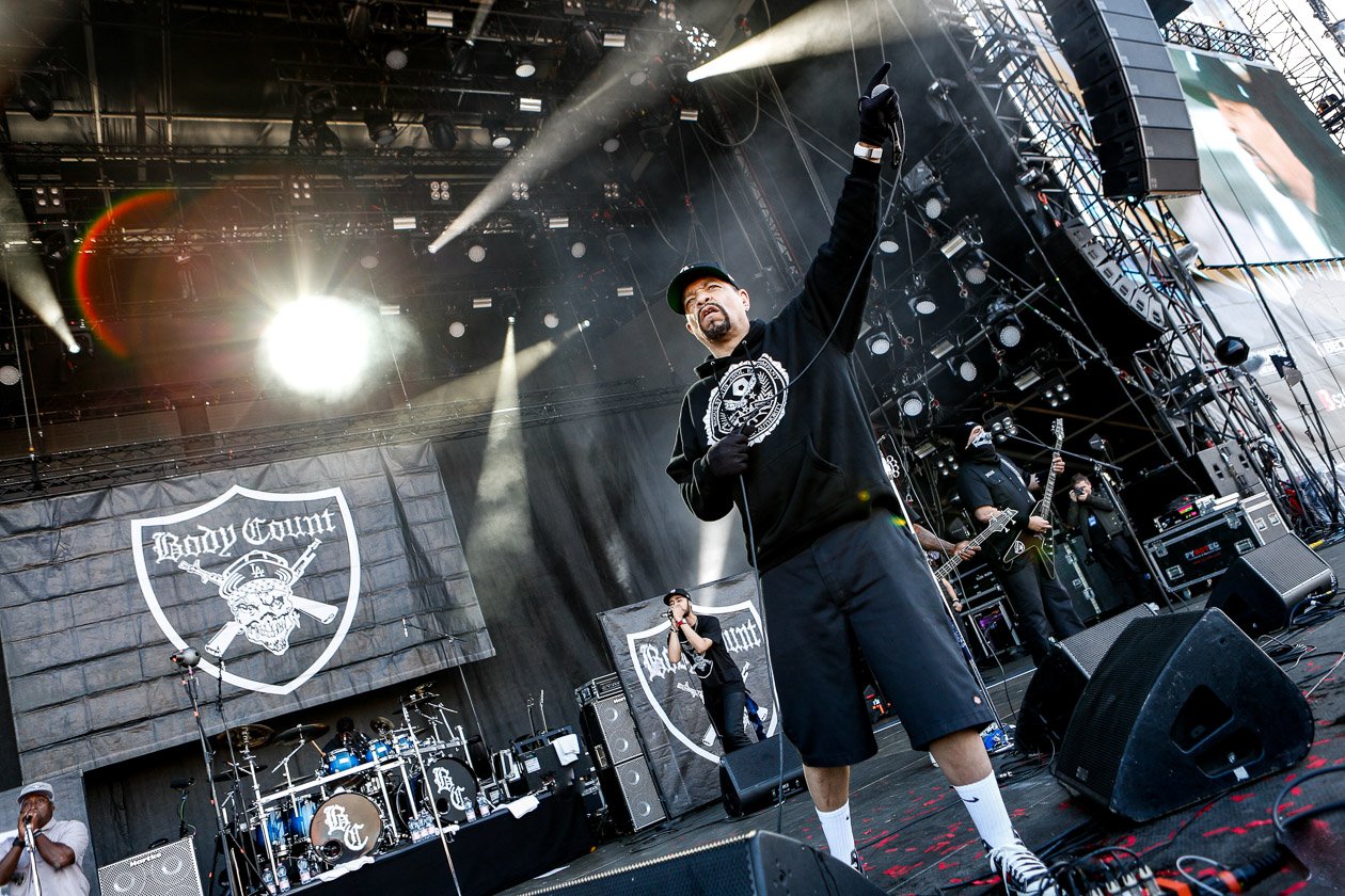 Gern gesehene Gäste am Ring: Ice-Ts Hardcore/Metal-Gang. – Body Count.