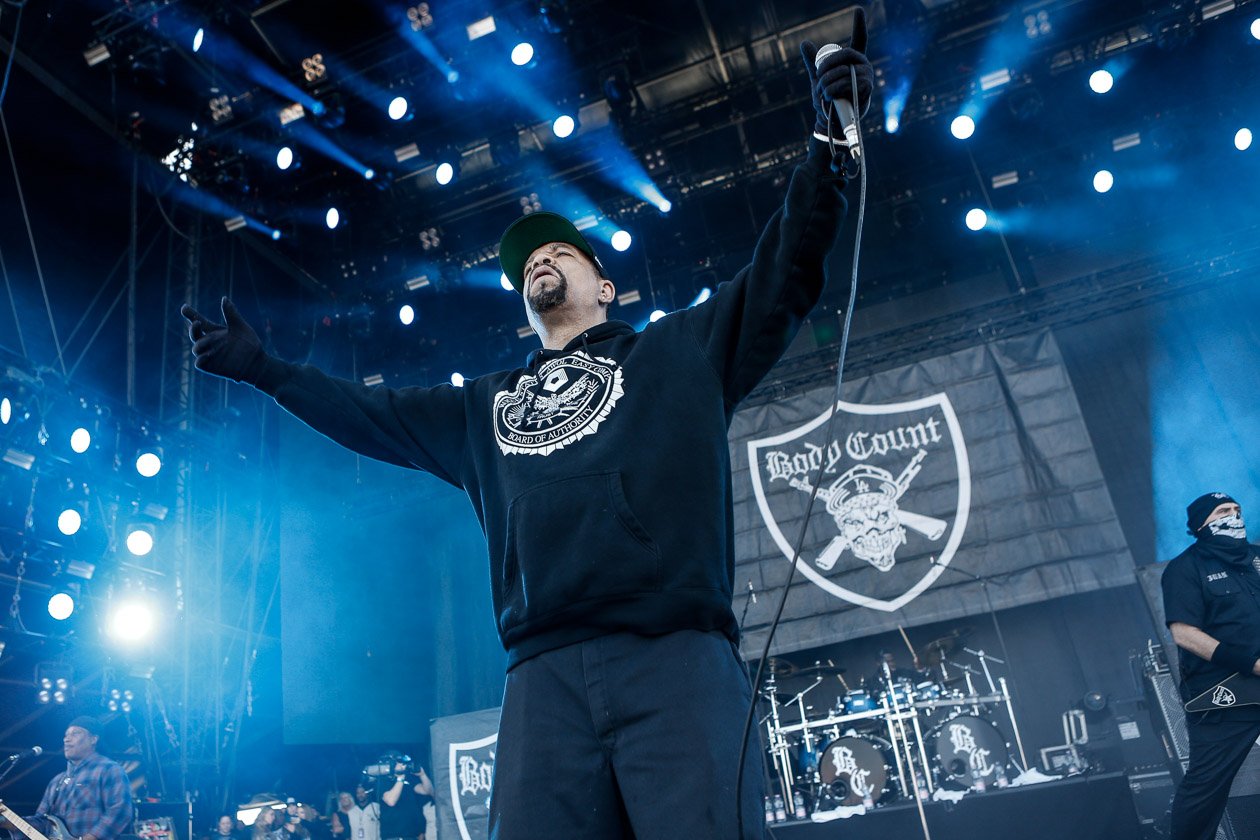 Gern gesehene Gäste am Ring: Ice-Ts Hardcore/Metal-Gang. – Body Count.