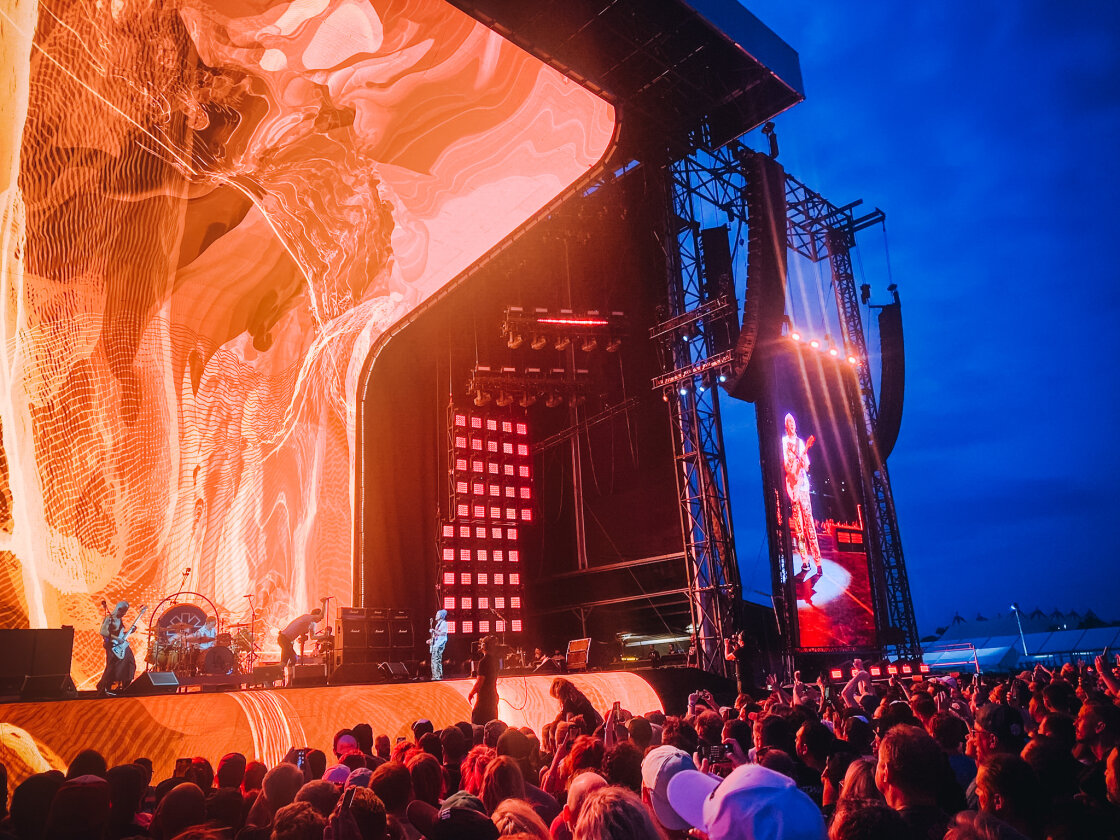 Die Red Hot Chili Peppers auf Europatour. Support:Iggy Pop und The Mars Volta. – Red Hot Chili Peppers.