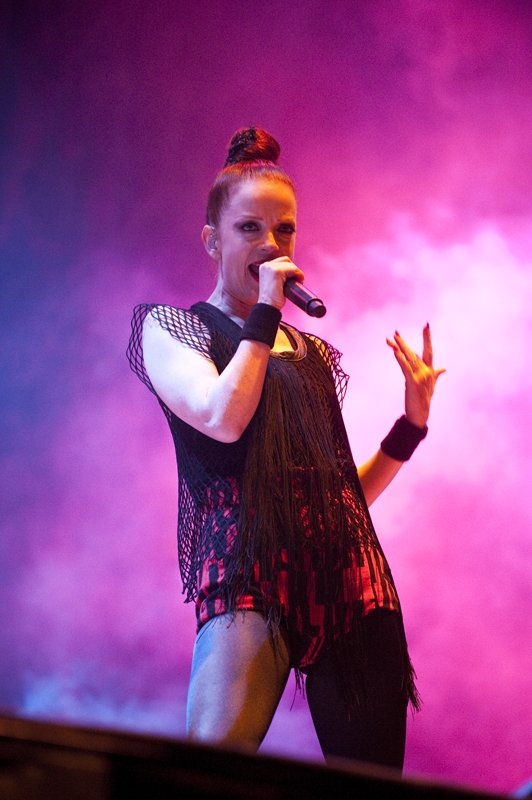 Shirly und Co. spielten spät nachts. – Garbage-Frontfrau Shirley.
