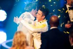 Dieter Bohlen mit Bruce Darnell, Marco Schreyl und Natalie Horler., DSDS live 2012 - Finale | © laut.de (Fotograf: Peter Wafzig)